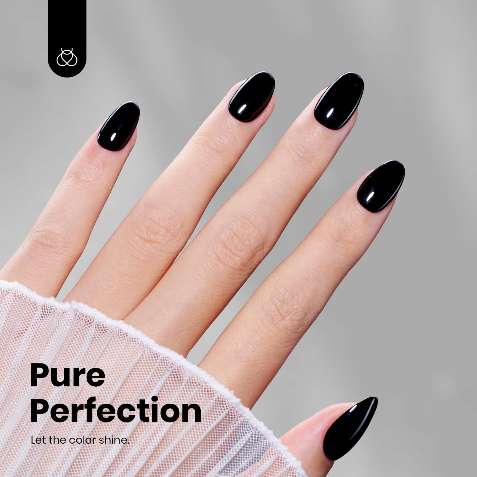 Beetles black gel swatches on nail wheel showing deep black coverage and shine