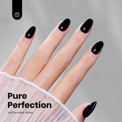 Beetles black gel swatches on nail wheel showing deep black coverage and shine
