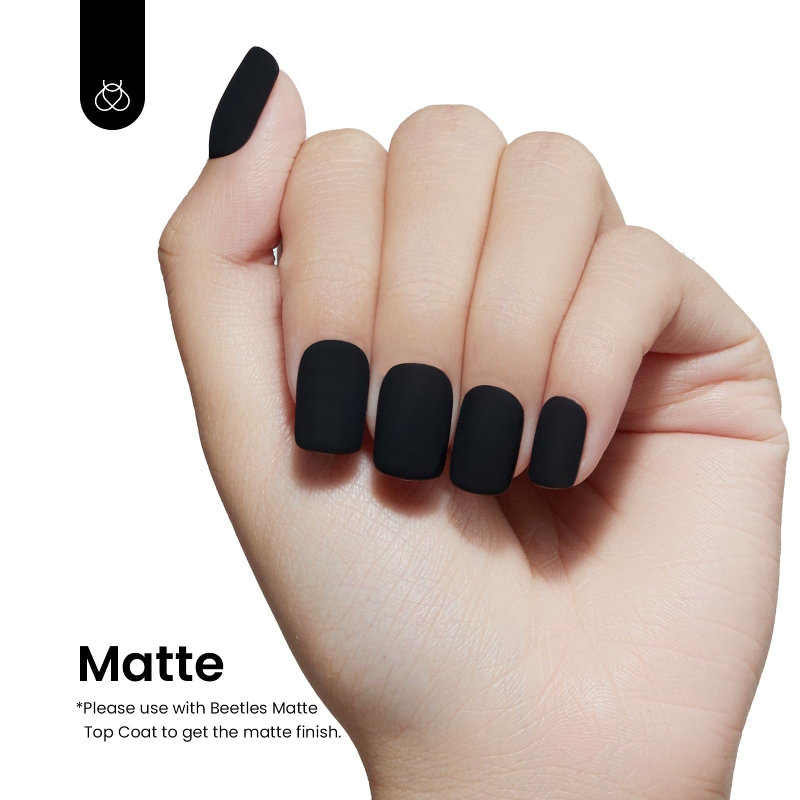 Beetles black gel texture close-up highlighting glossy finish and even opacity