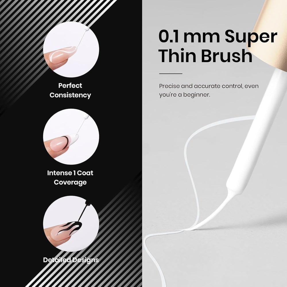 beetles black gel liner drawing a crisp decorative line on nail