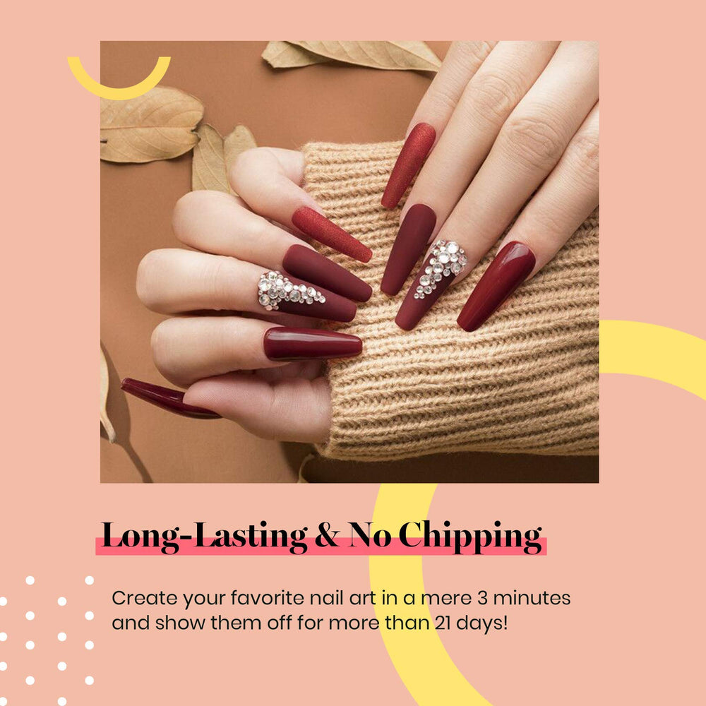 Beetles Blanchett Maroon on model hands showcasing salon-quality look