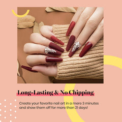 Beetles Blanchett Maroon on model hands showcasing salon-quality look