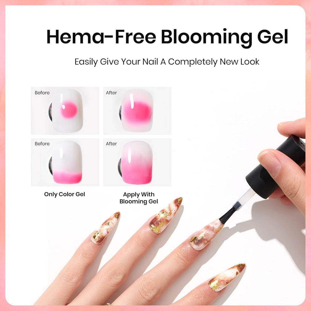 beetles Blooming Gel creating floral effect on nail demonstrating creative results
