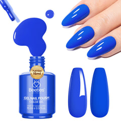 Beetles bottle front showing royal blue color and clear view for shade selection benefit
