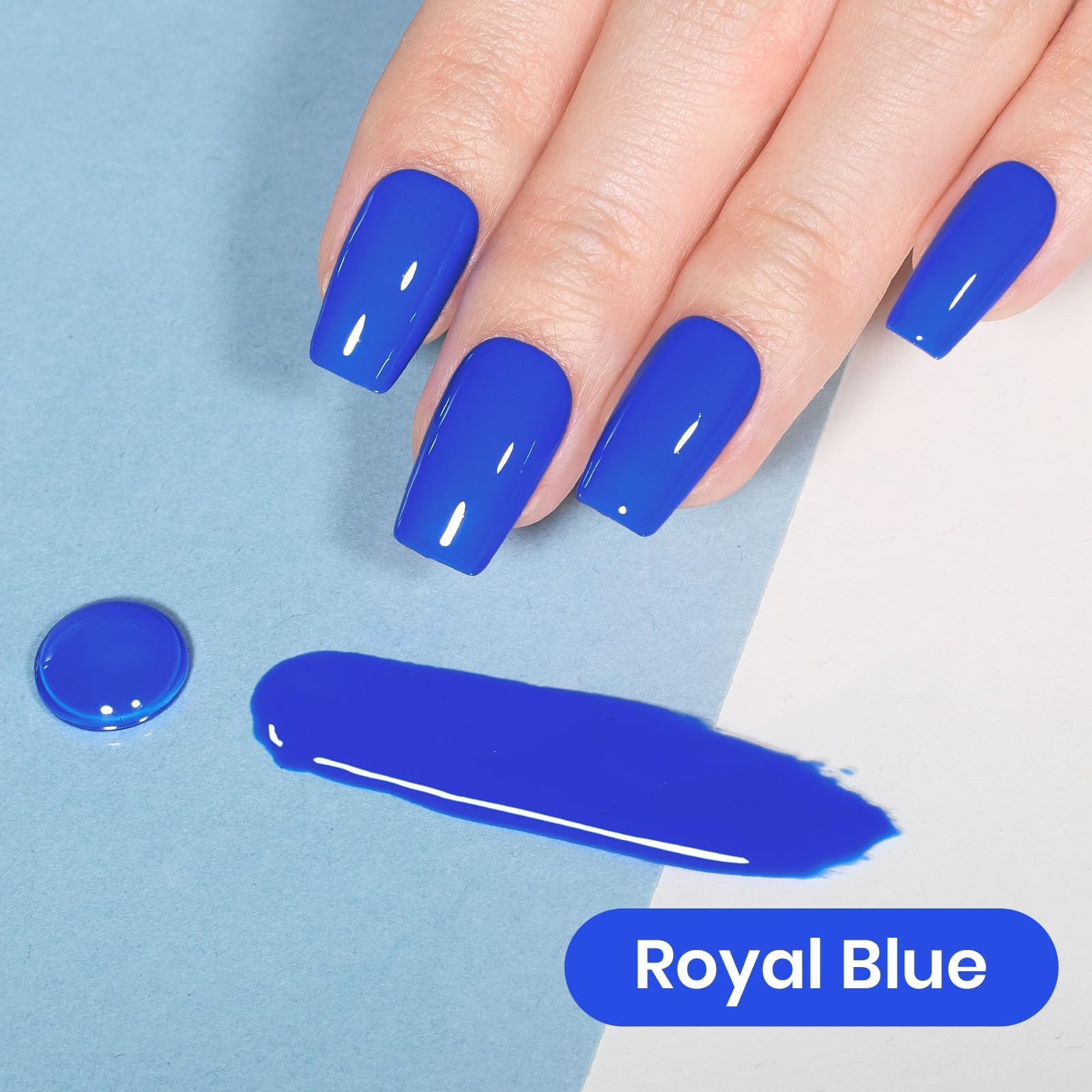 Beetles brush stroke of royal blue showing smooth coverage and even pigment benefit