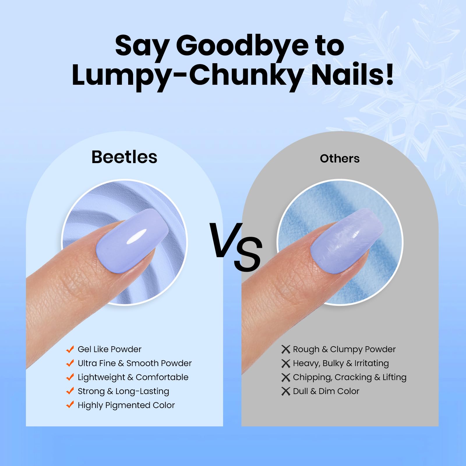 Beetles finished manicure on hand model showing glossy long-wear look
