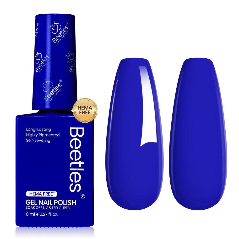 Beetles Gel Polish front bottle showing royal navy shade and easy identification benefit
