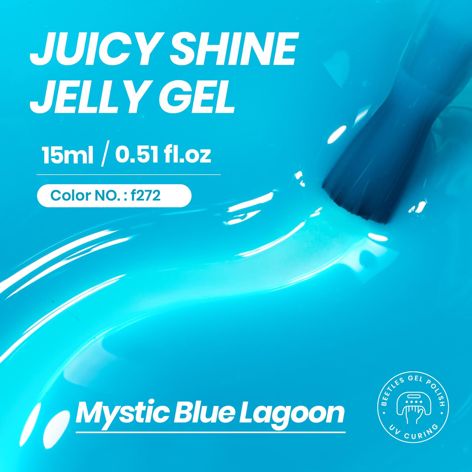Beetles brush stroke of jelly blue showing smooth application and glossy finish