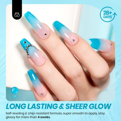 Beetles French tip demo using jelly blue for modern translucent manicure effect