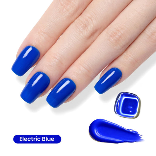 beetles blue gel polish brush stroke demonstrating smooth application and coverage