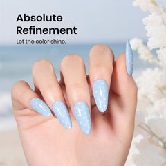 Beetles brush stroke of milky blue showing smooth opaque coverage