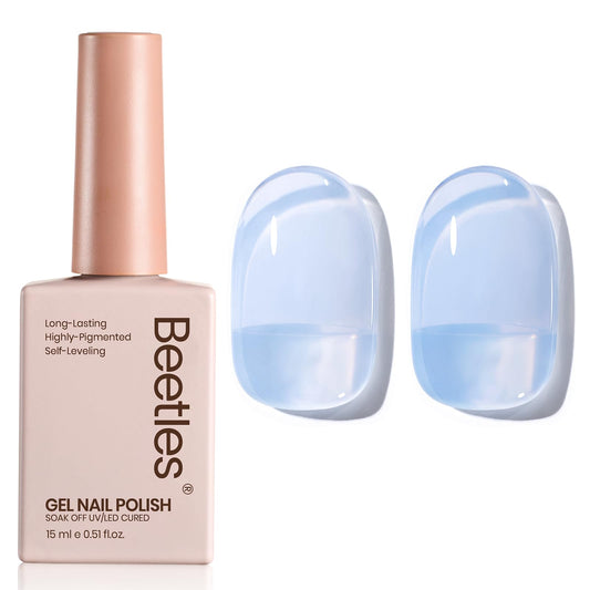 beetles brand bottle front view showing translucent blueberry color and portable size