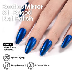 Beetles blue mirror brush detail demonstrating precise application and smooth glide