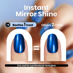 Beetles blue mirror swatch on skin showing rich royal blue reflective finish