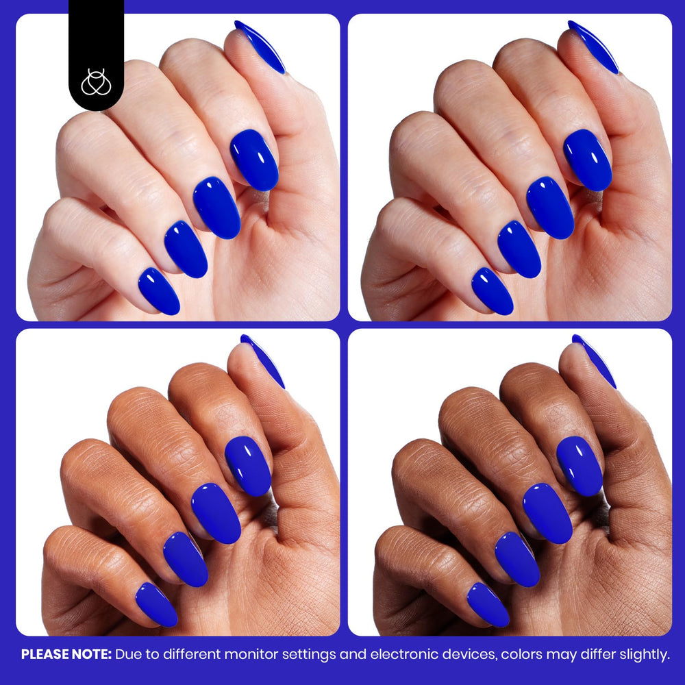 Beetles Gel Polish bottle beside a hand for scale showing true size and practical use benefit