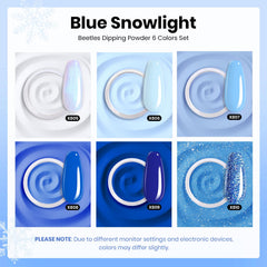 Beetles nail-wheel swatches displaying six blue shades for design ideas