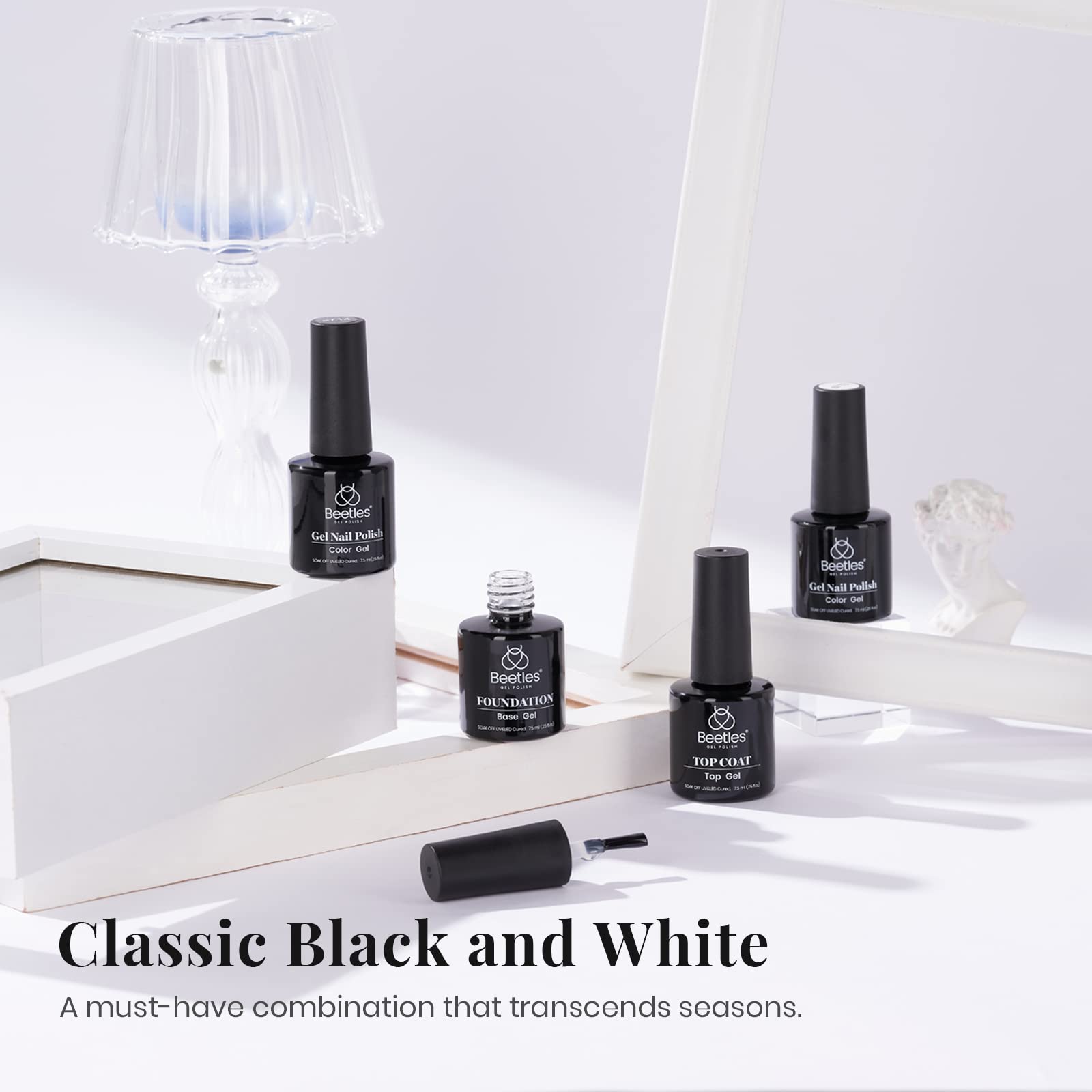 beetles black polish bottle close-up showing smooth pigment for crisp lines