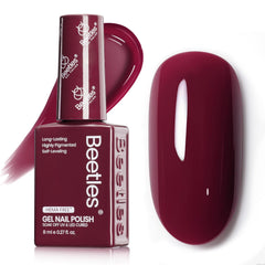 Beetles bottle front showing burgundy shade and easy shade selection benefit