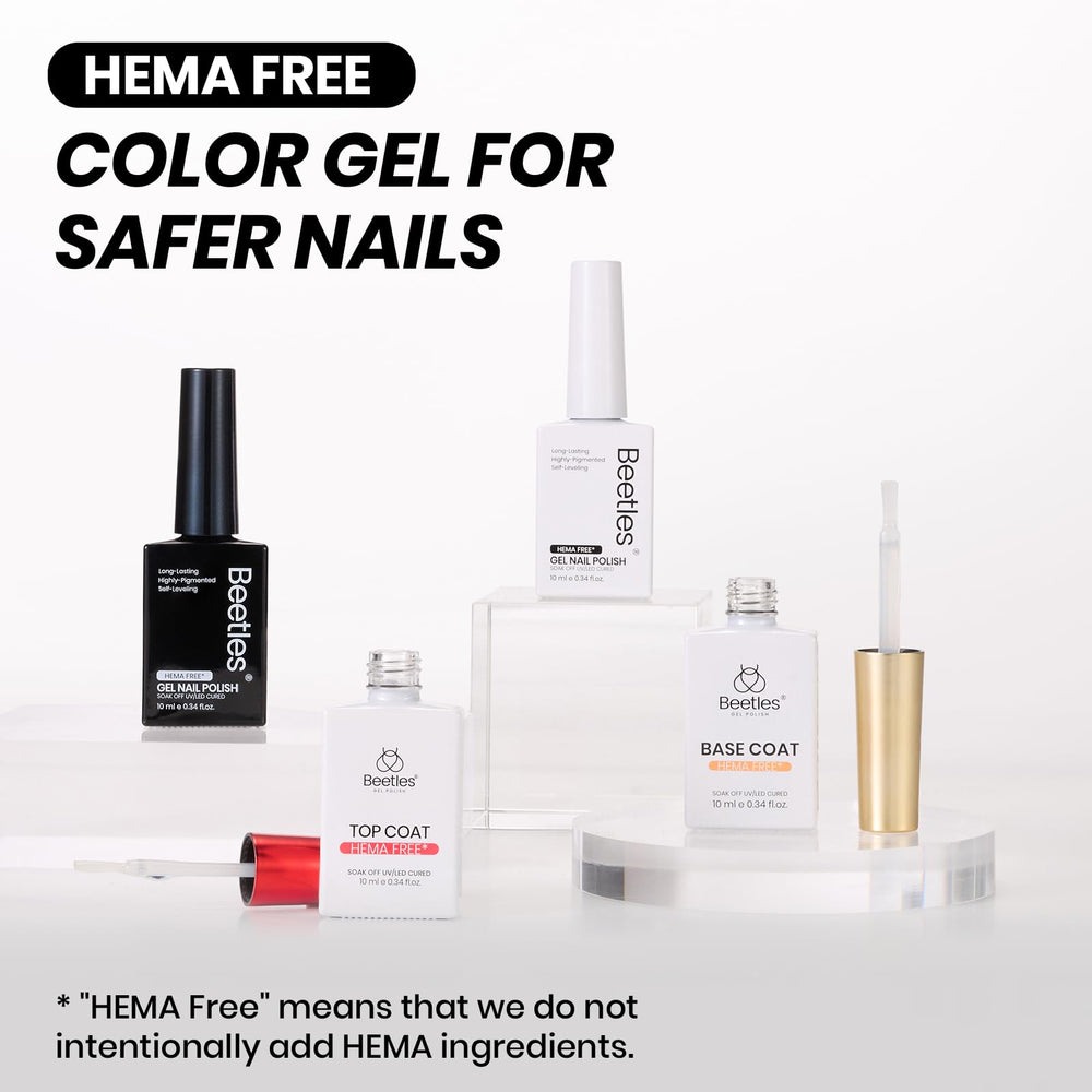 Beetles 10ml bottles next to a ruler to show compact travel-friendly size