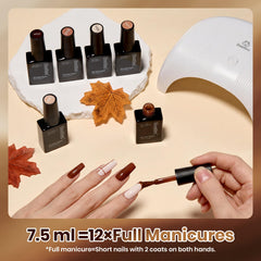 Beetles Gel Polish bottles next to a hand for scale, showing salon-size 7.5ml benefit