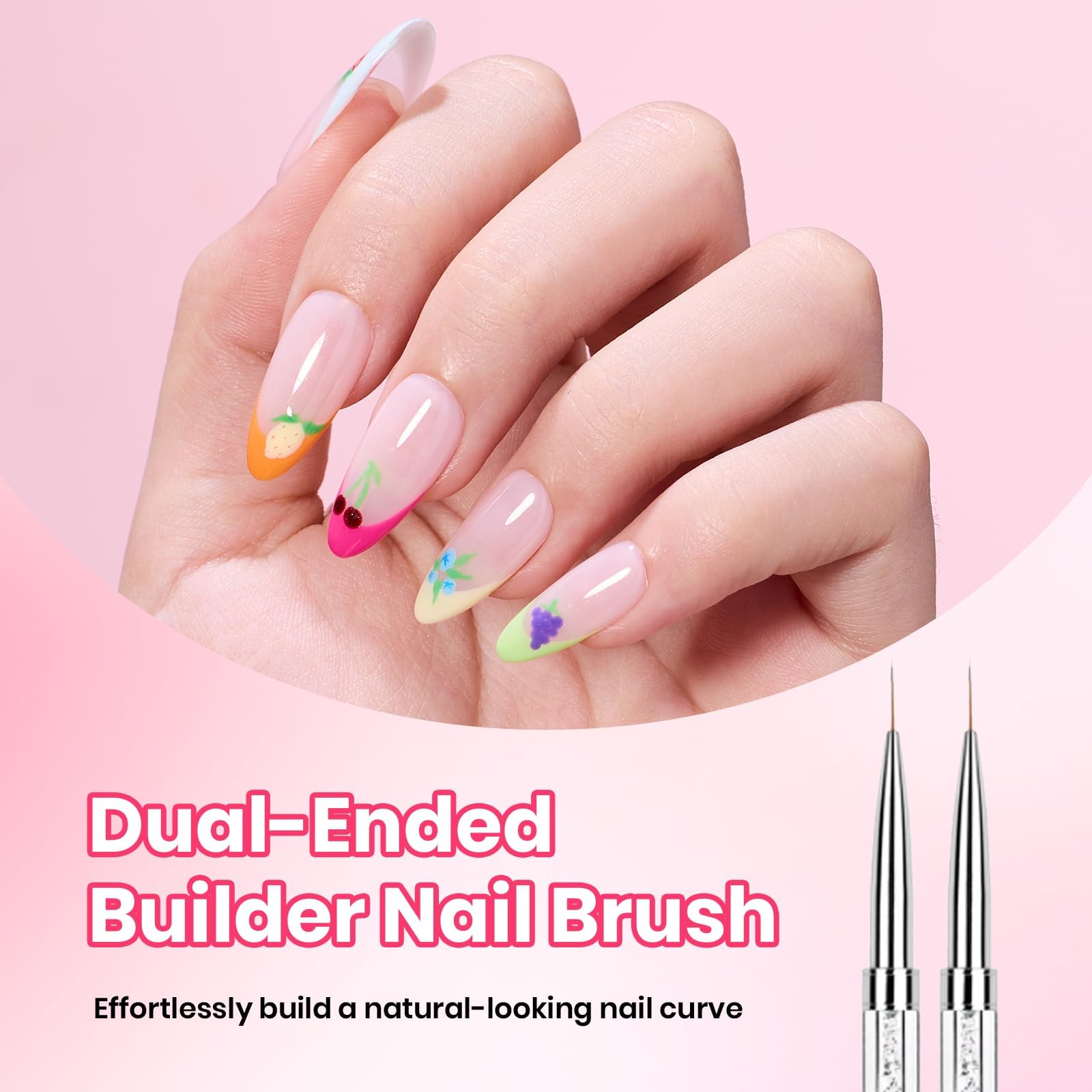 beetles Gel Polish brush in use sculpting a nail extension for precision