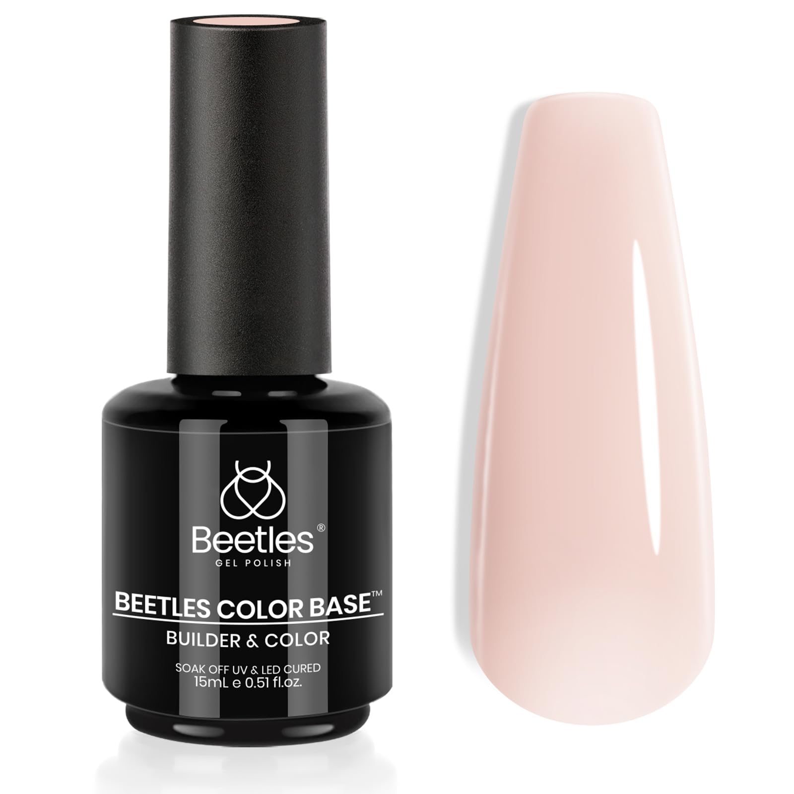 beetles builder base front packaging showing bottle and cap, professional presentation