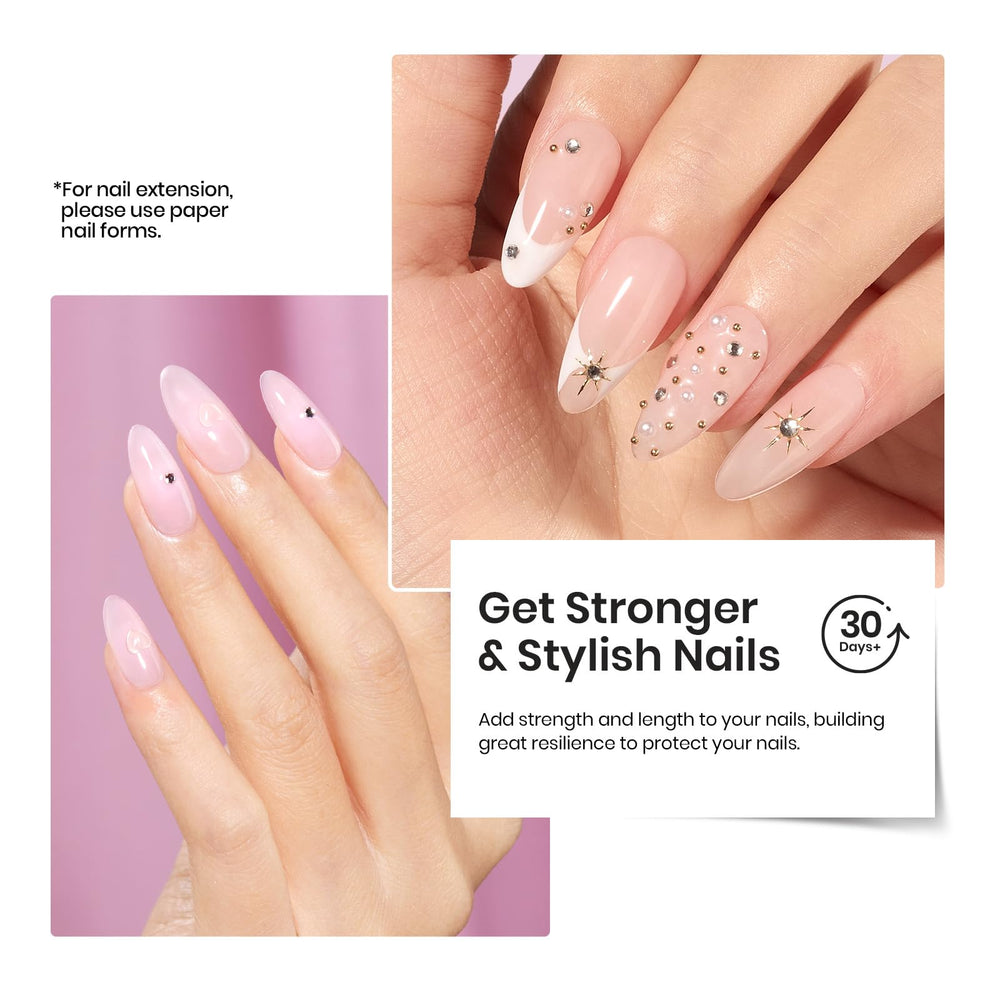 beetles builder gel cured nails with glossy top coat showing durable shine