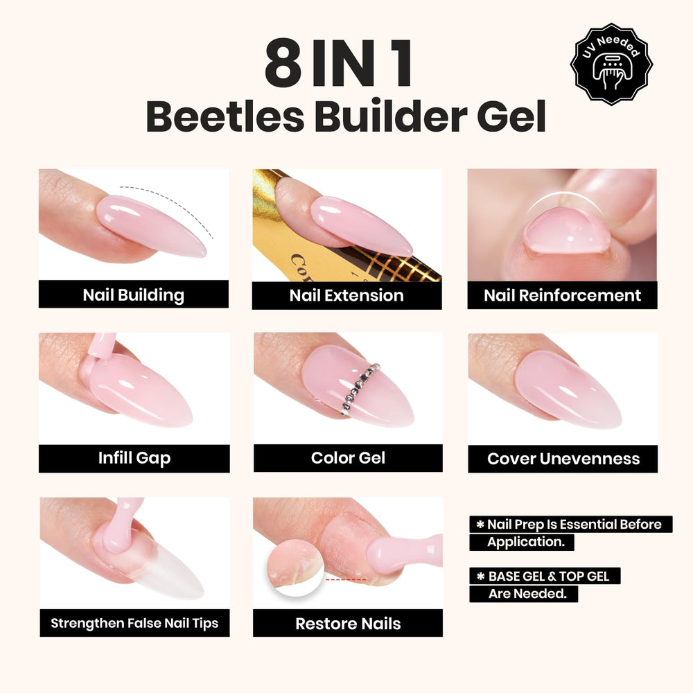 beetles builder gel apex demo on nail tip illustrating structural strength