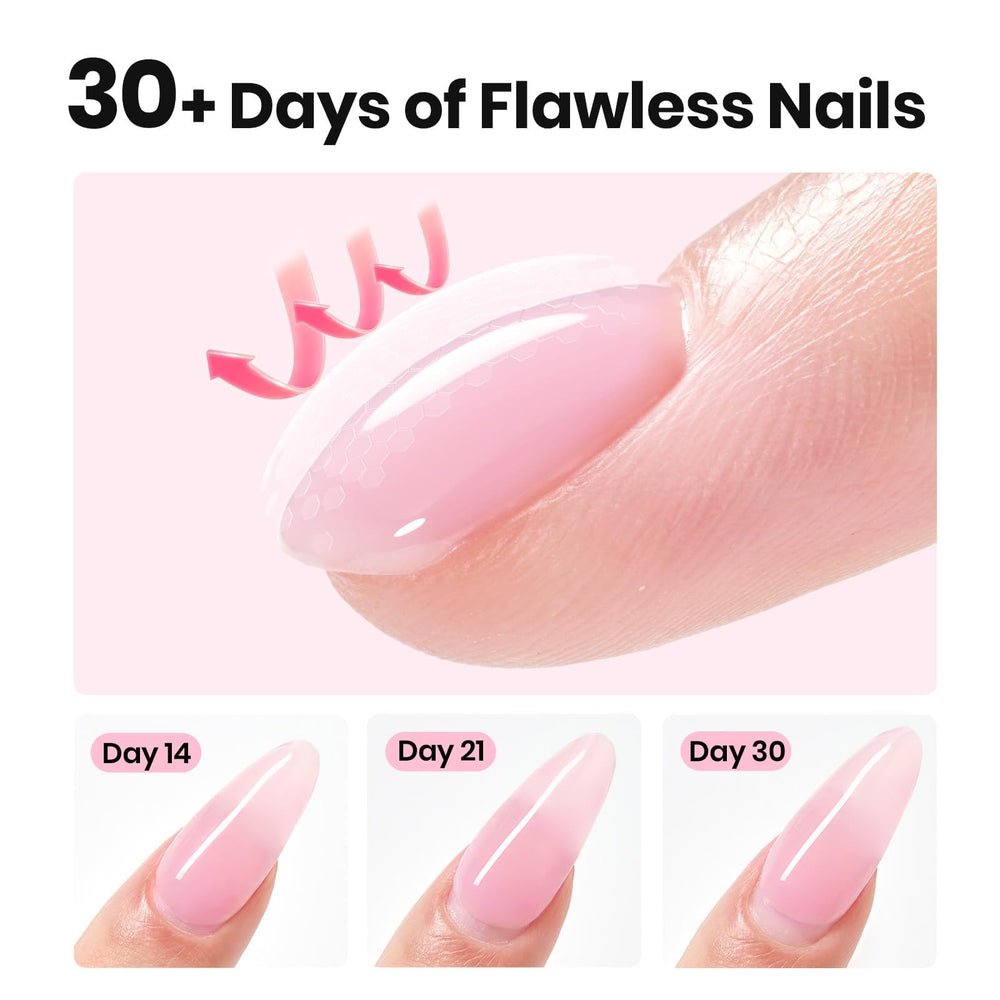 Beetles Gel Polish gel being applied on a nail form for extension strength