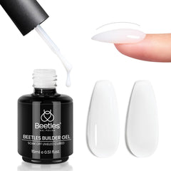 Beetles Gel Polish before and after nail extension comparison showing stronger, refined nails benefit
