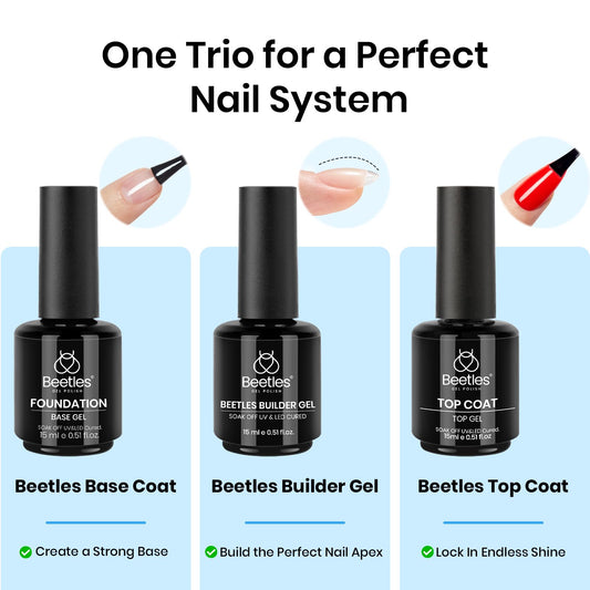 Beetles builder gel bottle close-up illustrating smooth applicator