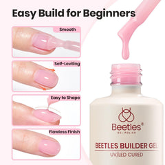 Beetles Gel Polish brush with two builder gel bottles for precise control