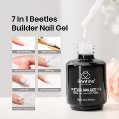 Beetles Gel Polish brush applying milky-white gel to nail for easy sculpting benefit