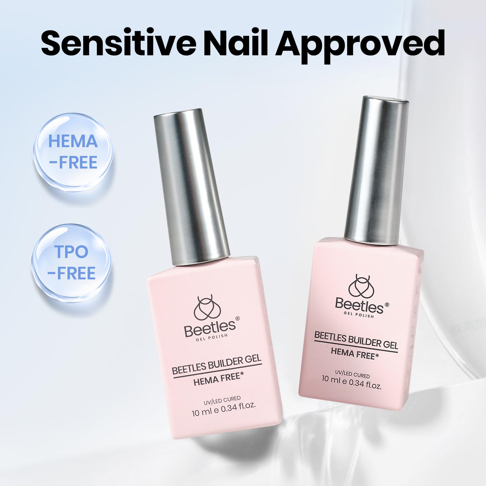 Beetles Gel Polish clear builder gel bottle closeup highlighting smooth application control
