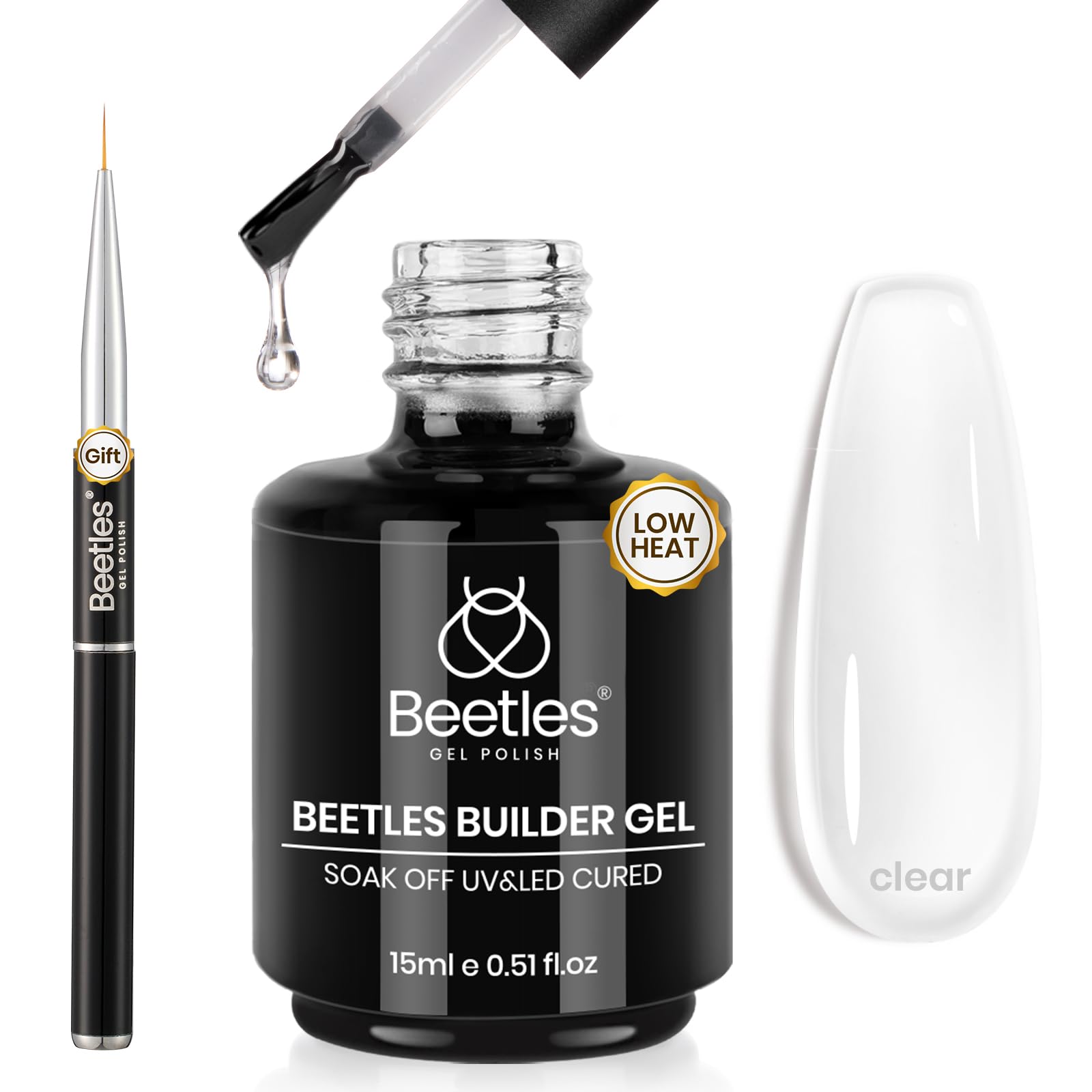 Beetles Gel Polish clear builder gel bottle front showing brand and label benefit