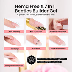 Cured Beetles Builder Gel on nail showing strong apex and glossy finish
