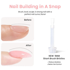 beetles builder gel cured on nail showing shimmer pink nude durable finish benefit