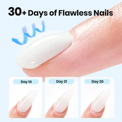 Beetles Gel Polish before and after extension showing improved nail length and support