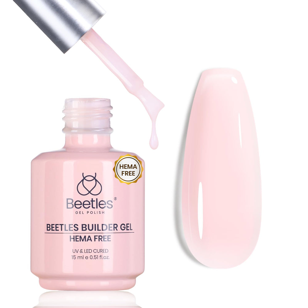Beetles Builder Gel front bottle showing jelly pink color and purpose benefit
