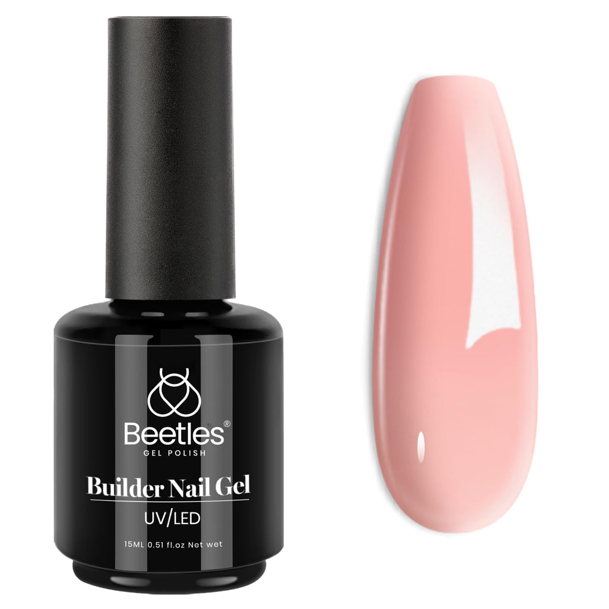 beetles builder gel front bottle showing branding and 15ml size benefit
