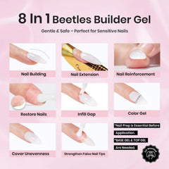 Beetles Builder Gel applied on nail close-up showing precise placement benefit
