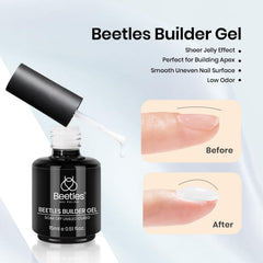 Beetles gel on nail tip extension illustrating durable length and natural-looking strength