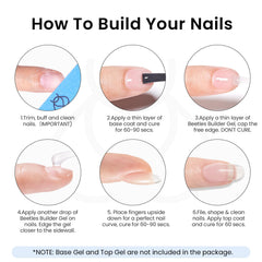 Beetles builder gel on a salon station showcasing professional results and polished setup