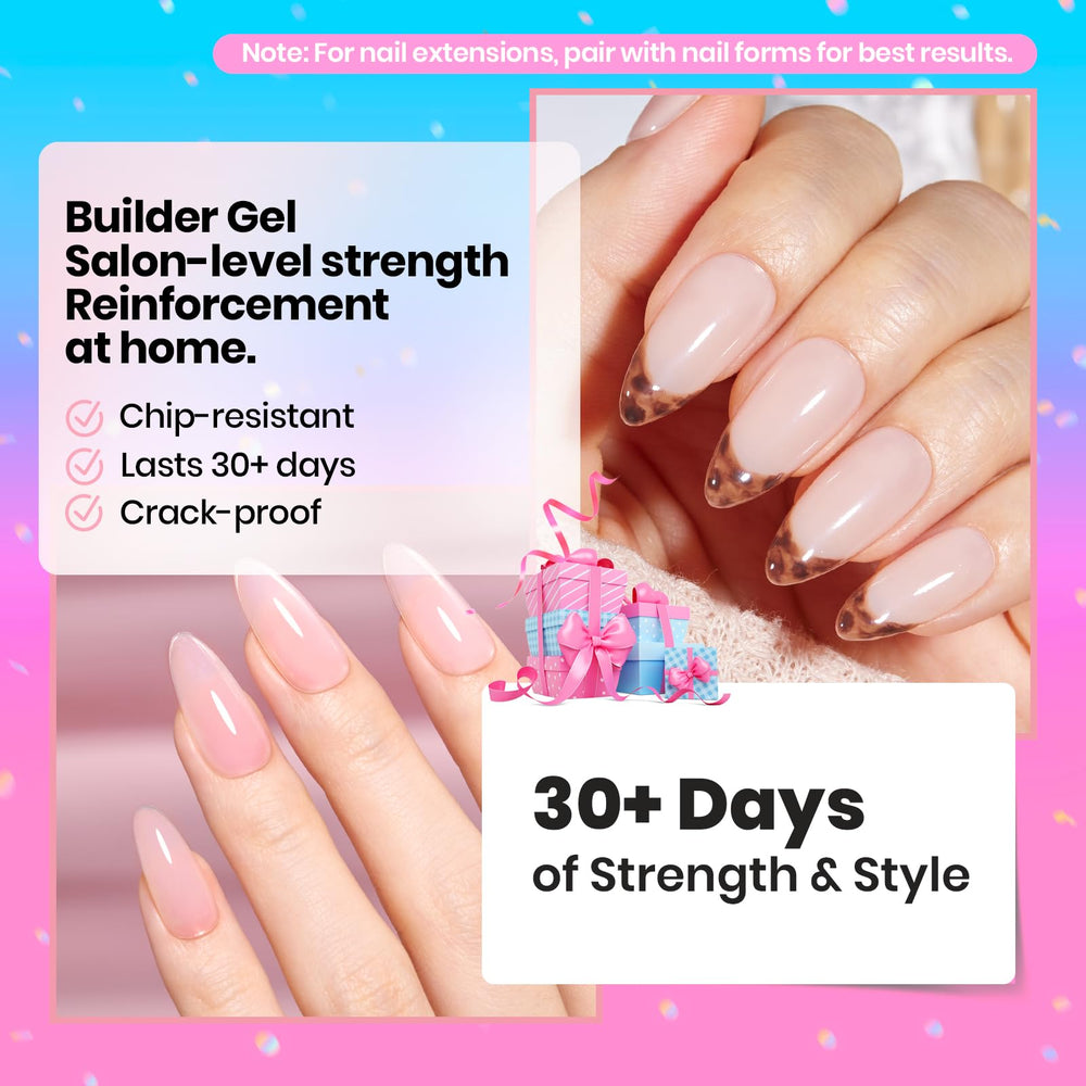 Scale view of Beetles Builder Gel bottle and brush showing compact kit convenience