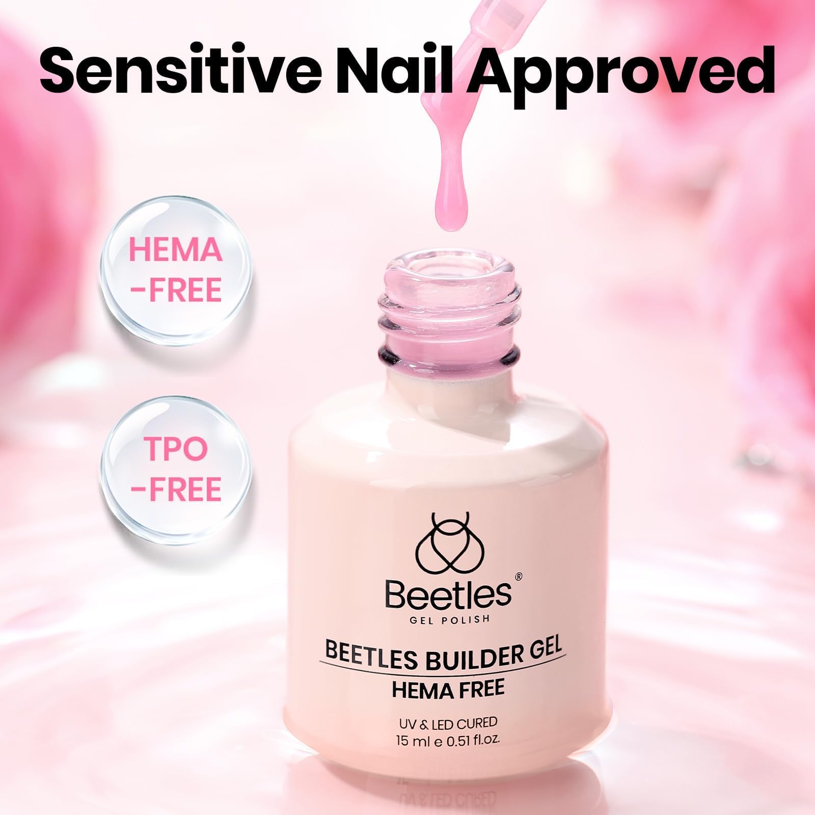 Beetles builder gel texture close-up highlighting smooth self-leveling benefit