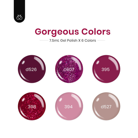 beetles Gel Polish nail wheel swatches displaying six berry and merlot tones for easy color selection