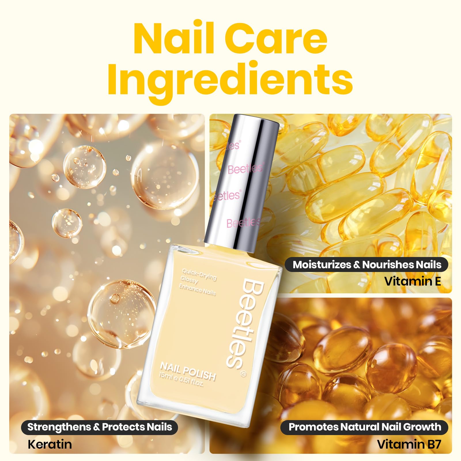 beetles swatch on fingertips showing pastel yellow result and instant brightness benefit