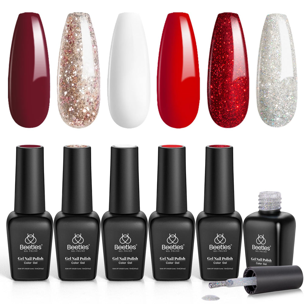 beetles front packaging showing six holiday gel bottles and labels, clear overview and gifting