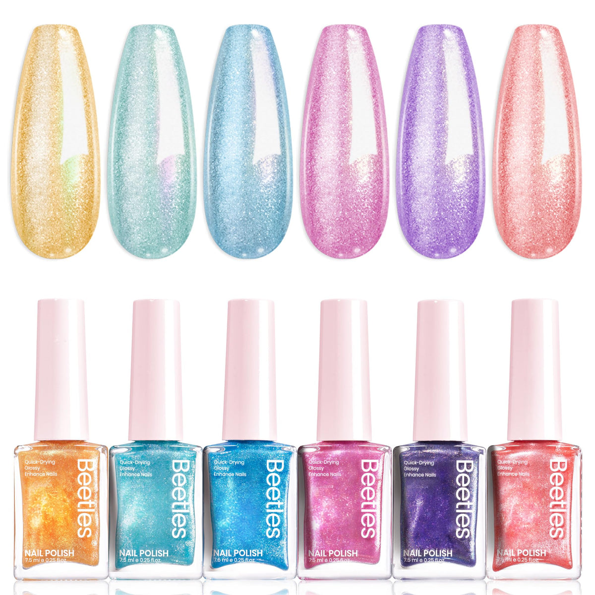 beetles front packaging showing six glitter bottles and candy-galaxy branding for easy gifting