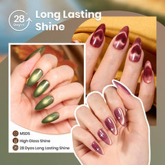 beetles single nail close-up showing golden mirage cat-eye shimmer